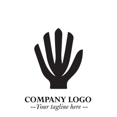 Obraz premium Minimalist Black Hand Logo Symbol on White Background in Clean Modern Silhouette Style