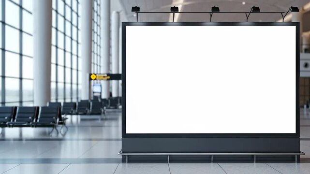Airport Advertising: Blank Billboard Mockup in Modern Terminal