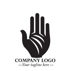 Minimalist Black Hand Logo Symbol on White Background in Clean Modern Silhouette Style