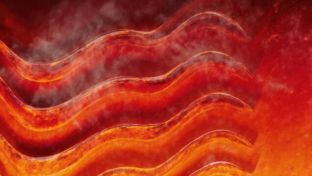 Abstract fiery waves of lava flowing with intense heat and light.