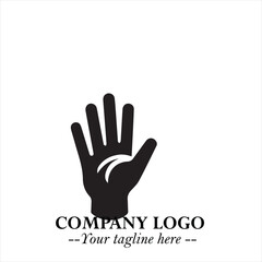 Minimalist Black Hand Logo Symbol on White Background in Clean Modern Silhouette Style