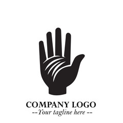 Minimalist Black Hand Logo Symbol on White Background in Clean Modern Silhouette Style