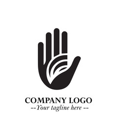 Minimalist Black Hand Logo Symbol on White Background in Clean Modern Silhouette Style
