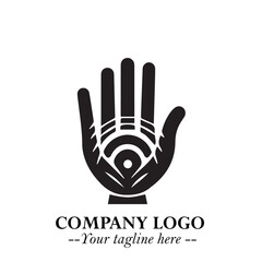 Minimalist Black Hand Logo Symbol on White Background in Clean Modern Silhouette Style
