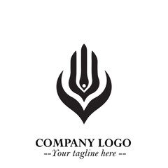 Minimalist Black Hand Logo Symbol on White Background in Clean Modern Silhouette Style
