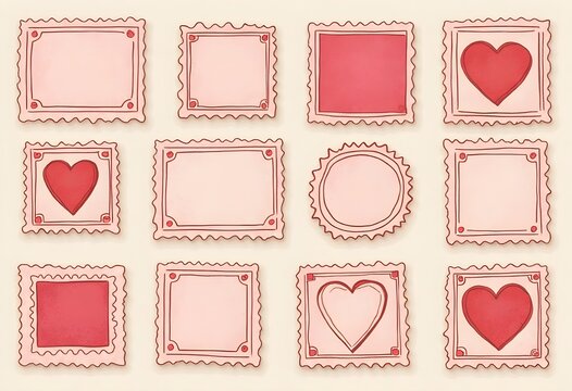 A Collection Of Valentine's Postage Stamps With.