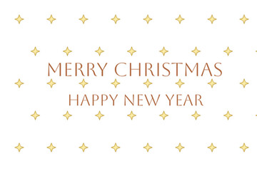 Christmas Greeting with Gold Stars on White Background