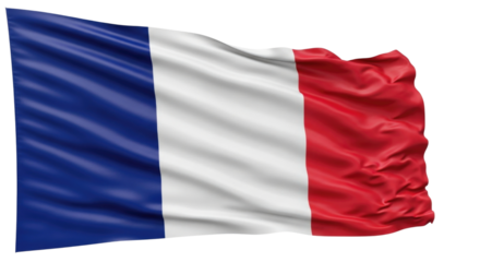 French flag waving transparent background cutout png
