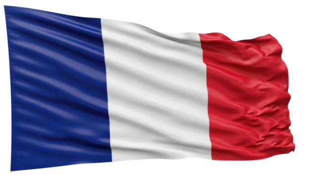 French flag waving transparent background cutout png
