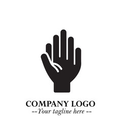 Minimalist Black Hand Logo Symbol on White Background in Clean Modern Silhouette Style
