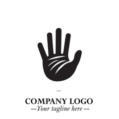 Minimalist Black Hand Logo Symbol on White Background in Clean Modern Silhouette Style
