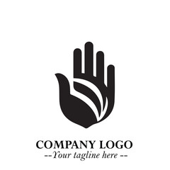 Minimalist Black Hand Logo Symbol on White Background in Clean Modern Silhouette Style