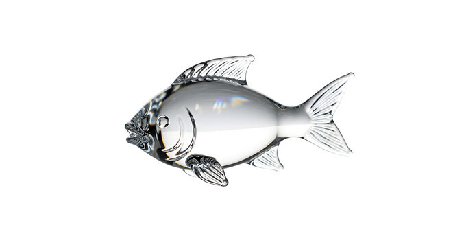 Elegant glass fish figurine with studio lighting setup