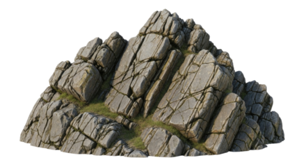 Jagged mountain peak with greenery transparent background cutout png