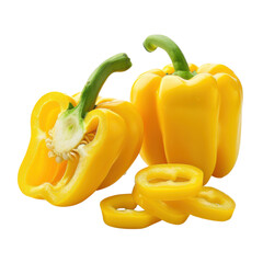Yummy Yellow Bell Pepper Still Life Fresh Cut Slices for Salad Crispy Texture Food Photography on