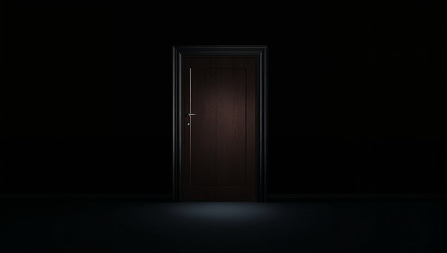 Mysterious Dark Room with Illuminated Doorway in Shadowy Setting