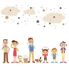 ウイルス菌や花粉が空気中に舞って病気になっている家族