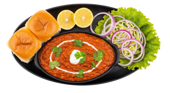 Indian pav bhaji dish transparent background cutout png