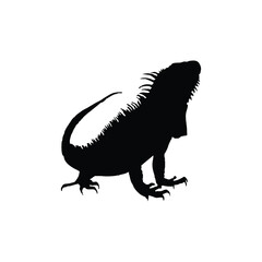 Solid black iguana silhouette vector illustration