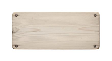 Blank wooden sign with nails transparent background cutout png