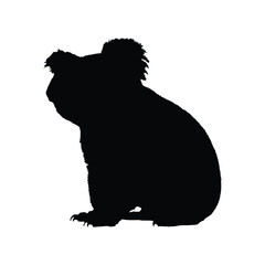 Solid black koala silhouette vector illustration