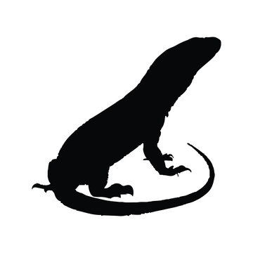 Solid black tegu lizard silhouette vector illustration