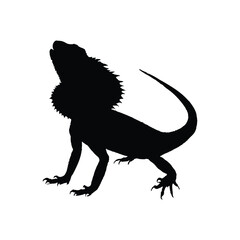 Solid black frilled-neck lizard silhouette vector illustration