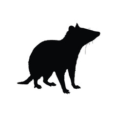 Solid black tiger quoll silhouette vector illustration