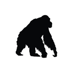 Solid black orangutan silhouette vector illustration