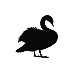 Solid black swan silhouette vector illustration