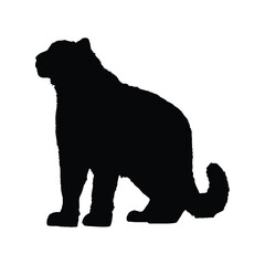 Solid black snow leopard silhouette vector illustration