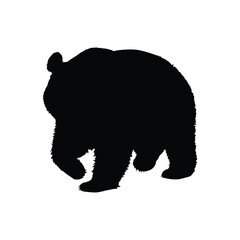 Solid black bear silhouette vector illustration