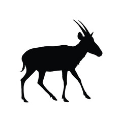 Solid black antelope silhouette vector illustration