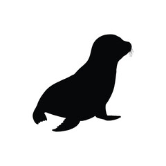 Solid black seal silhouette vector illustration