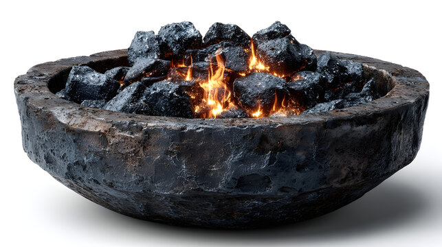 coal burning in a fireplace