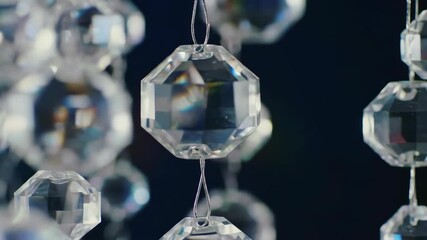 Sparkling crystal chandelier detail shot with light refraction and clear elegance. - Powered by Adobe
