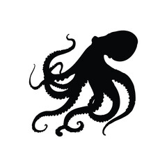 silhouette image of a black octopus