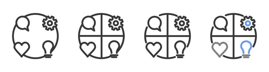 The Ultimate empathy map Styles with Variations Line of icon set vector illustration