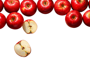 Fresh juicy red apples on a rustic wooden surface for nature inspired design and deco
