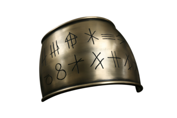 Ancient metal ring with runic symbols isolated on transparent background
