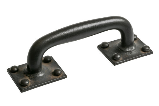 Vintage metal handle isolated on transparent background