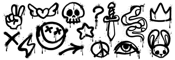 Fototapeta premium Black and white tribal tattoo design with abstract background and symbolic elements