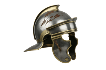 Ancient roman centurion helmet isolated on transparent background