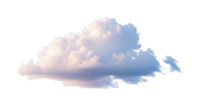 Fluffy white cloud with blue hues transparent background cutout png