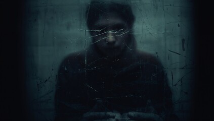 Dark Emotion Portrayal in Grungy Setting with Abstract Texture