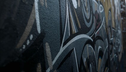 Intricate Urban Graffiti with Abstract Designs on Wall Surface