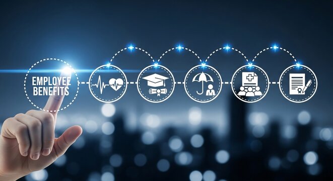 Employee benefits health insurance life insurance retirement plan compensation package total rewards on transparent background