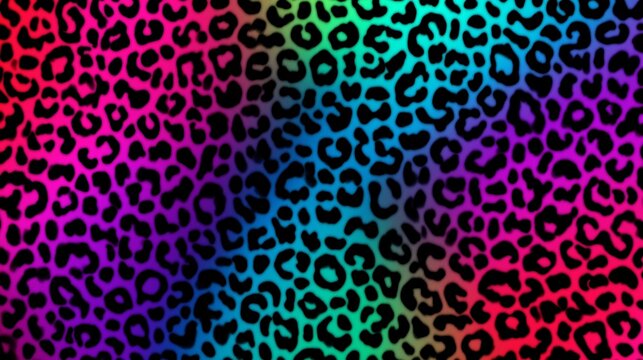 Vibrant Rainbow Leopard Print Background