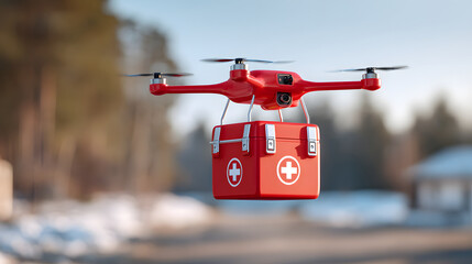 a drone is delivering medical supplies