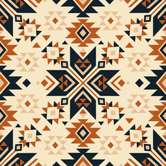 Vector brown trendy seamless decorative ethnic pattern. Boho geometric style.